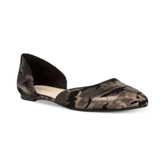 Nine West Womens Shoe Green 8.5 Starship Two-Piece Camo Flats - Picture 1 of 9